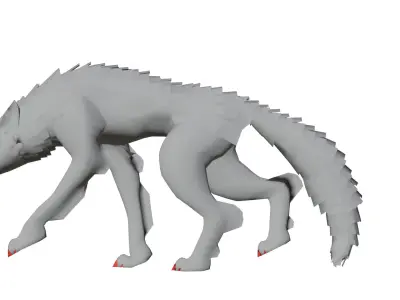 Stylized Dark Wolf 3D Model Game Ready Low-poly 3D model
