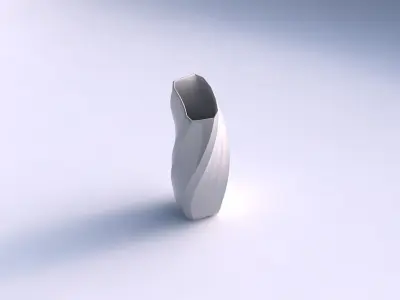 Vase bent rectangle with twisted bands 2 3D print model