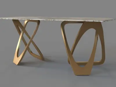 71 Contemporary Dining Table in Gold 3D model