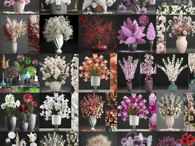Collection of bouquets 40 pieces 3D model