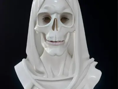 Veiled Bride Skull Bust 3D Model -STL Printable Gothic Sculpture 3D print model