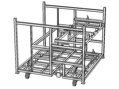 Stacking Rack Trolley of Car Seat 3D model