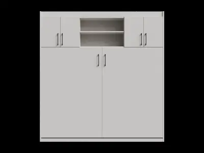 White Cabinet Drawers Wall Bed Closed Low-poly 3D model