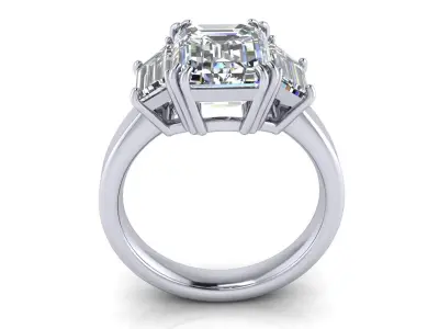 Three Stone Engagement Wedding Ring 3D print model