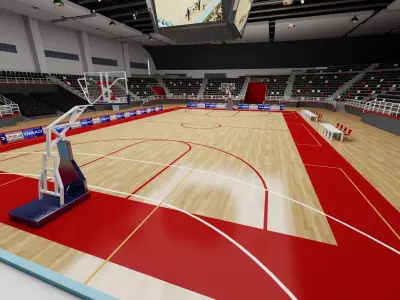 Indoor Basketball Arena 3D Model Low-poly 3D model
