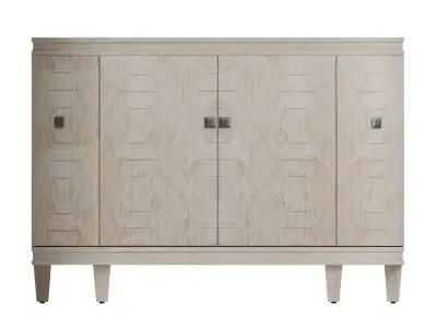 Modern Light Wash Geometric Carved Demilune 4 Door Cabinet 3D model