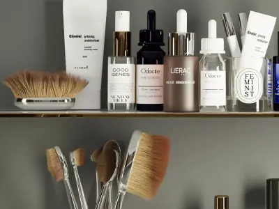 3dasset skincare products shelf 3D model