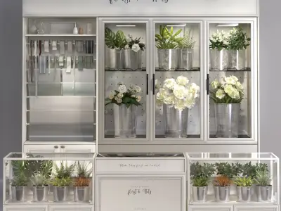 Florist Shops interior Collection Flower store refrigerator 3D model