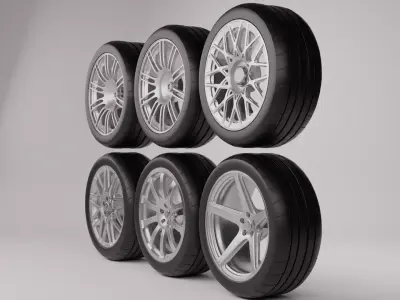 Sports Car Rim Pack 1 Low-poly 3D model