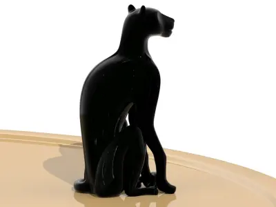 Black panther sitting Texture Black marble Marquina 3D model