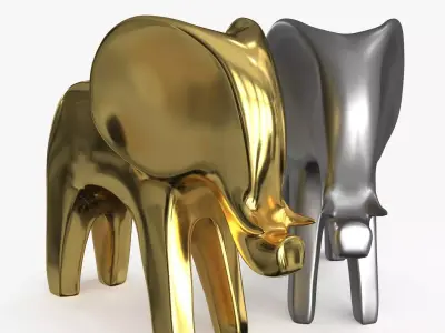 Elephant Figurines Statuette Low-poly 3D model