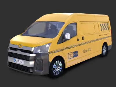 toyota hiace van - Ambulance - taxi - Post - police 3D model