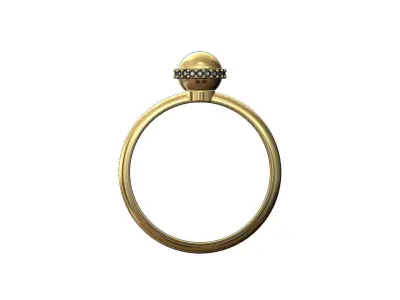 Diamond 6mm gold ball ring US size 5to9  3D print model