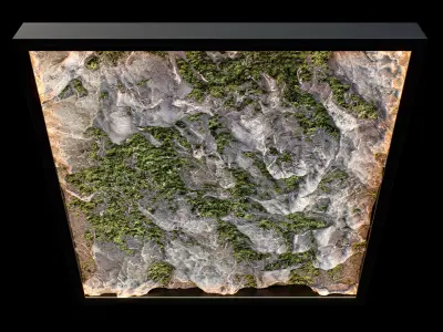 Stone Wall Panel with Moss 3D model