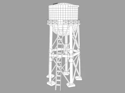 Water Tank Tower Low-poly 3D model