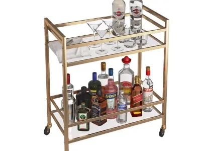 Mini Bar Beverage Table 3D model