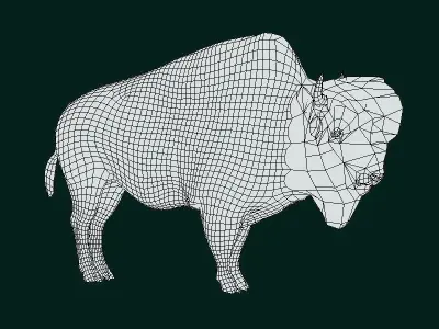 Wood Bison Mammal Low-poly 3D model