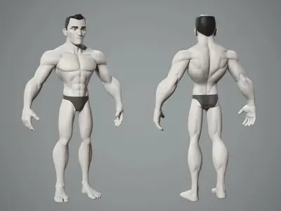 Cartoon male character base mesh 3D model