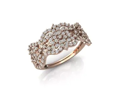 Women Ring Diamond Stone STL 3DM Lightweight Printable 3D print model 56