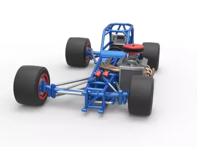 Supermodified front engine race car Base Version 4 Scale 1 to 25 3D print model