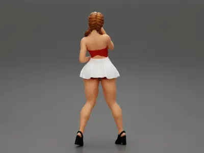Sexy woman wearing mini skirt in a sexy pose 3D print model