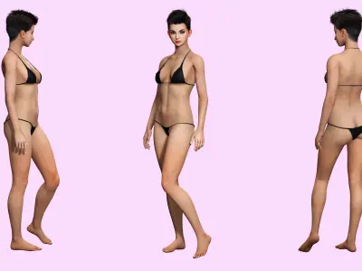 Pixie Casual Girl -  Model with Full Rig and Facial Controls Low-poly 3D model