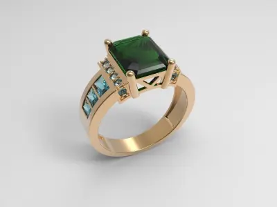 Emerald  Princess ring 3D print model