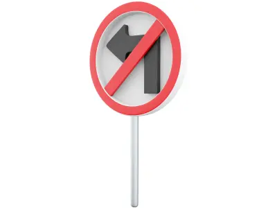 3D  Do not turn left traffic sign 3D model