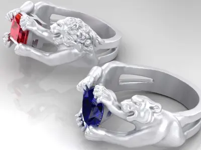 Rings with Lion and tigers 3D print model