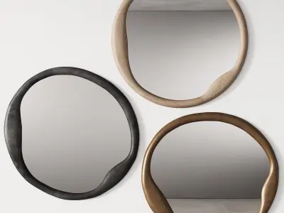 345 sculptural organic Doreen Round Mirror by Lulu and Georgia 3D model