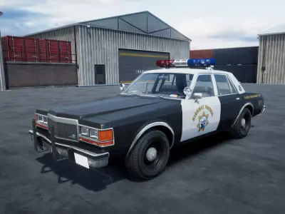 80s Police car unity asset Low-poly 3D model