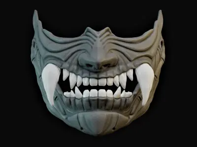 Oni Mask 15 Demon Half Face 3D print model