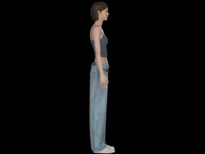Female denim jean tank 3D model