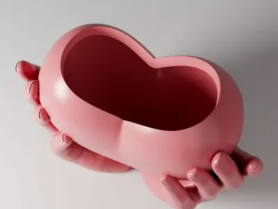 Hand Holding Heart planter - 3D printed Vase  3D print model