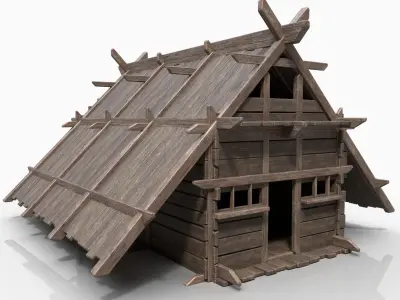 Viking Basic Hut Wooden House Cottage Medieval AAA Next Gen Free low-poly 3D model