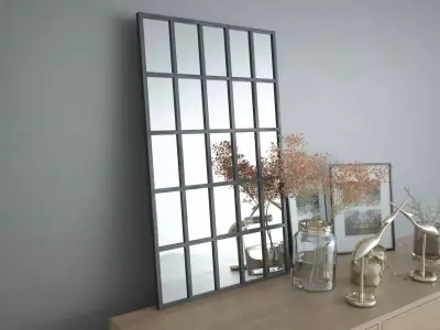 Loft mirror in black frame 3D model