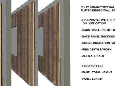 Fully Parametric Fluted Ribbed Wall Based Panel Family 3D model