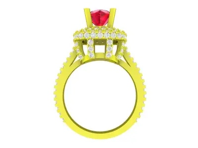 A5418 Luxury Diamond Halo Women Ring 3D print model