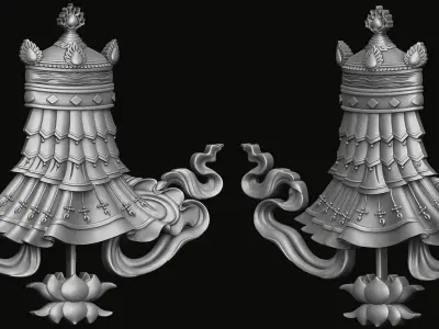 Buddhist Victory Banner Relief 3D print model