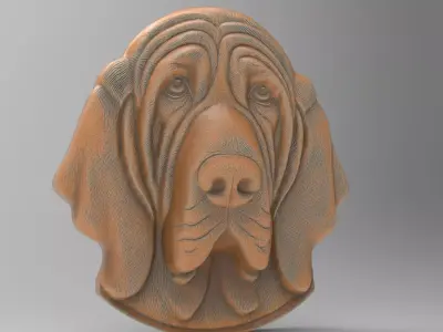 Bloodhound Dog Head Plaque 3D print model