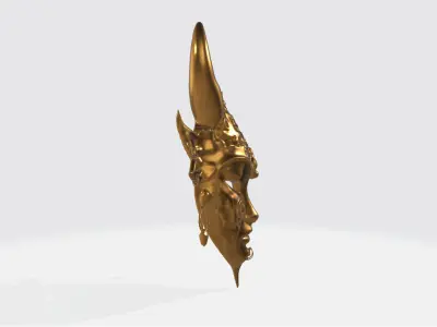 Golden Divine Demon Mask Low-poly 3D model