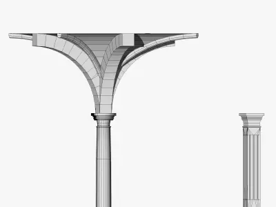 Vaulting 3-4   Romanic 750cm spaced  thin arches and thick curbs Low-poly 3D model