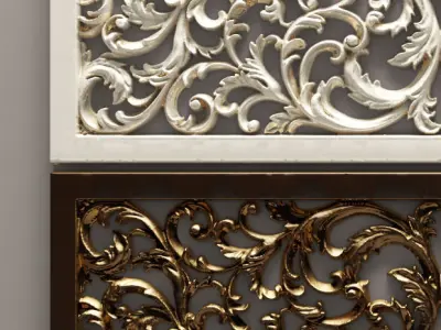 Lattice two ornate panels with gold and ornaments 3D model