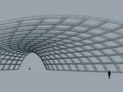 Large structure frame with windows architecture engineering 3D model