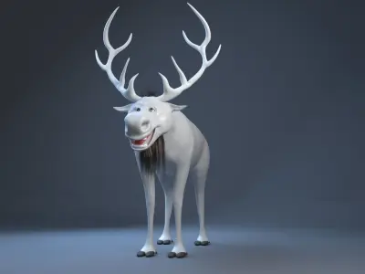 cartoon snow deer Low-poly 3D model rigged  Low-poly 3D model