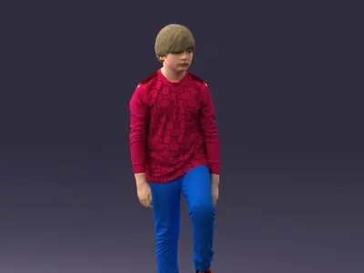 000236 Young Boy Football Player with Soccer Ball 1224 3D model