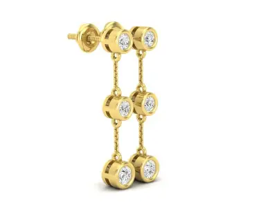 AV 457 Round White Diamond Ladies Three Stone Drop Earrings 3D print model