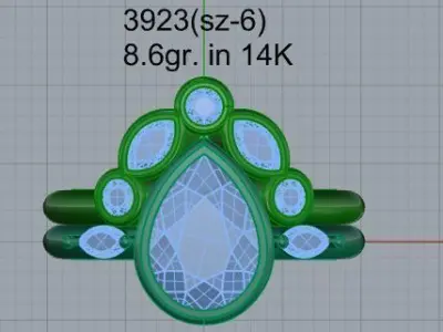 Pear Cut Diamond Ring 3923 3D print model
