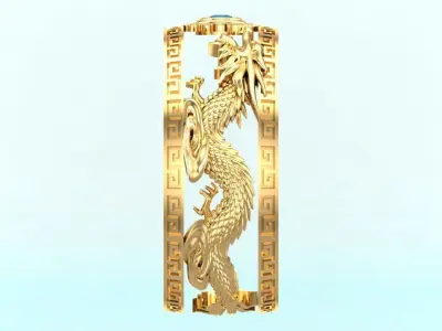 Double Dragon Ring - Mens Ring - N708B - Size 18 dot 5 mm 3D print model