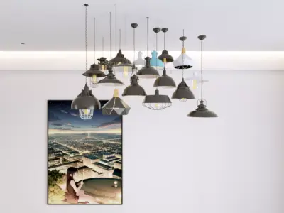 wind chandelier Industrial 3D model